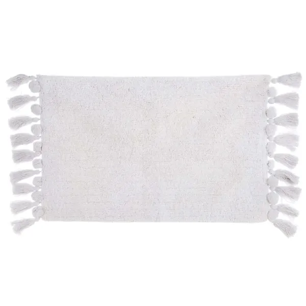 Immagine di BLANC MARICLO' Tappeto bagno rettangolare con frange in cotone bianco 50x80 cm